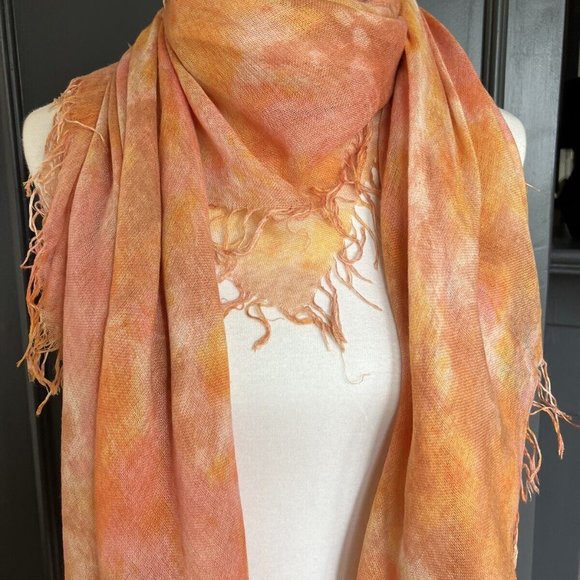 New Auth Chan Luu Watercolor Cashmere Silk Scarf- Pale Gold Color - Picture 3 of 7